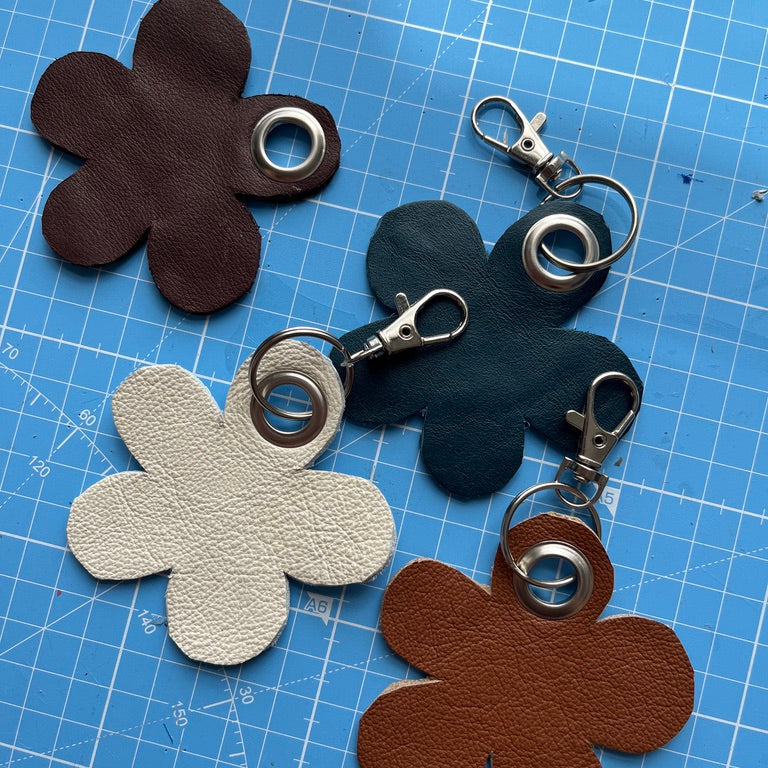 Leather Flower Bag Charm