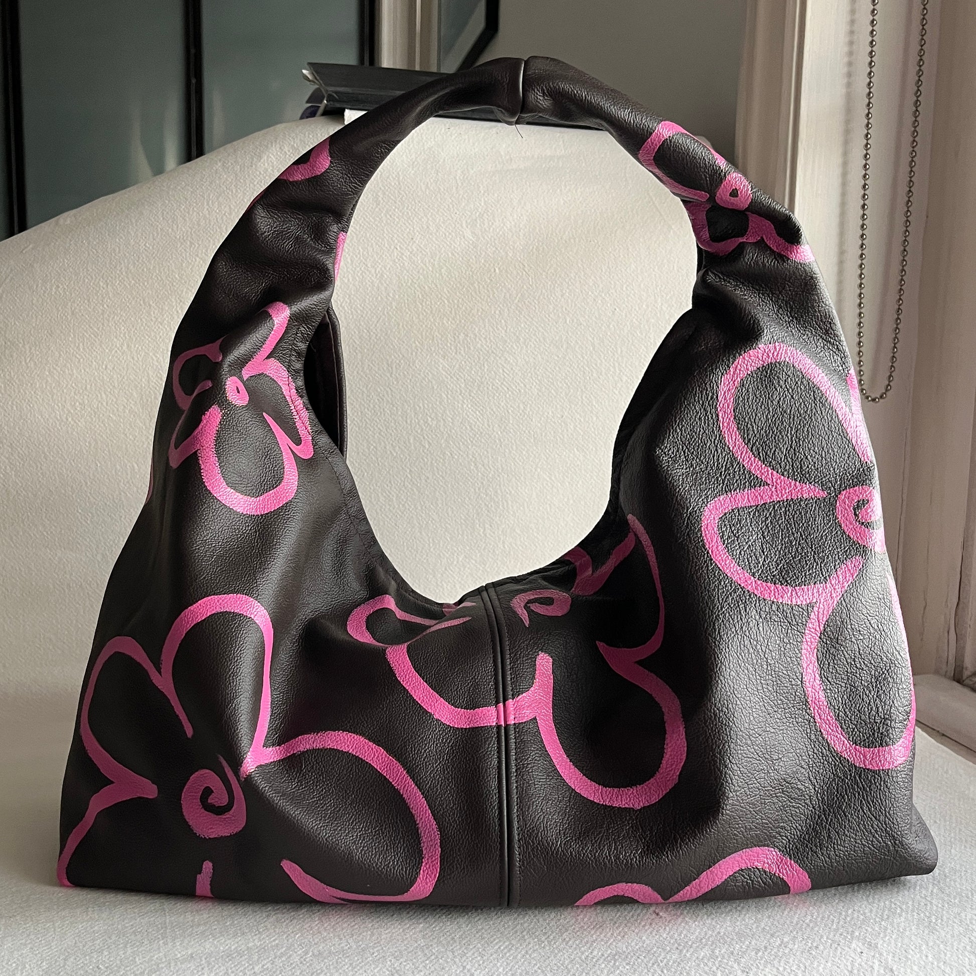 Rummage Bag - Dark Brown & Pink